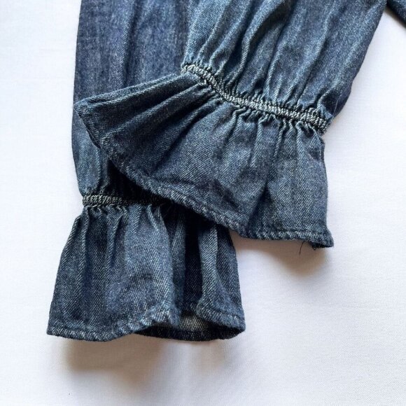 MOS MOSH DENIM DARK WASH BELL SLEEVE BUTTON DOWN SHIRT - Picture 9 of 10